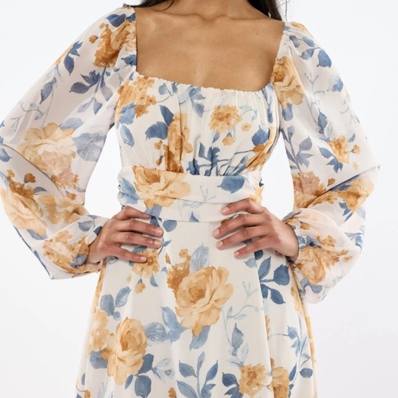 Sofia Chiffon Tie Back Floral Midi Dress - Picture 2 of 4
